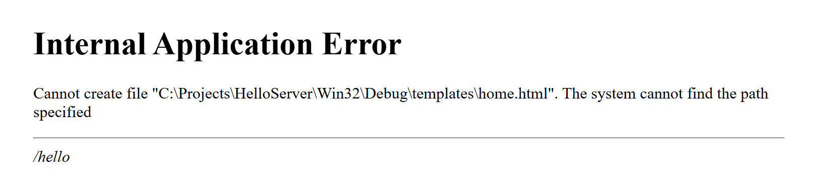 Der erste Fehler, dem Sie begegnen werden: kein Ordner templates neben der ausführbaren Datei, und WebBroker antwortet mit seiner Standard-500-Seite.